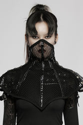 Black Leather Stitching Ripped Women's Gothic Mask